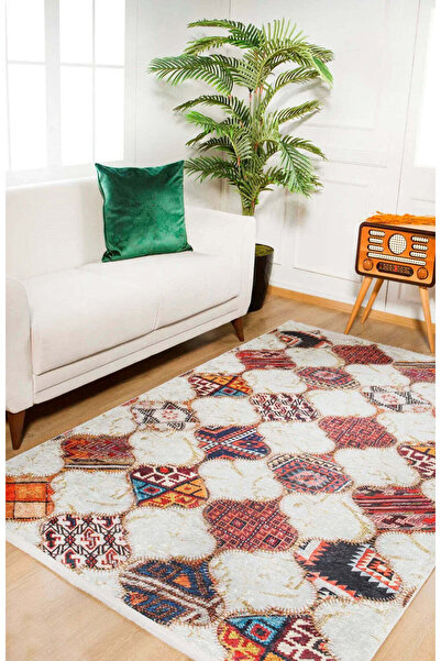 halinet Halı.Net Red Modern Washable Non-Slip Living Room Carpet Haln-Hln933