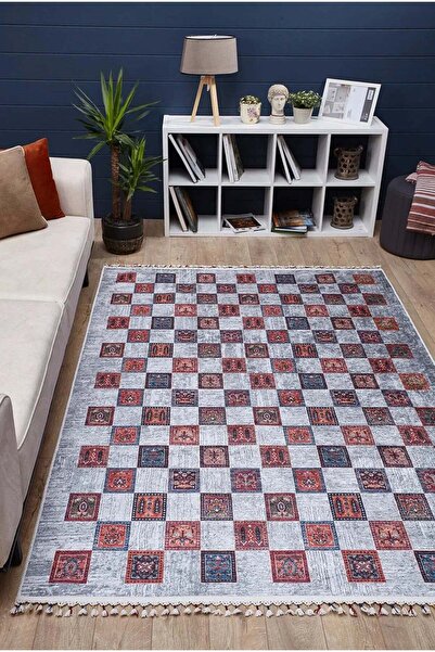 halinet Halı.Net Red Modern Washable Non-Slip Living Room Carpet Haln-Hln5024