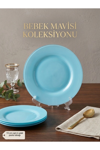 KACHKIRHOME Pasta Tabakları Cam 6 Adet kırmızı Mavi Yeşil Pembe seçenekleri ile
