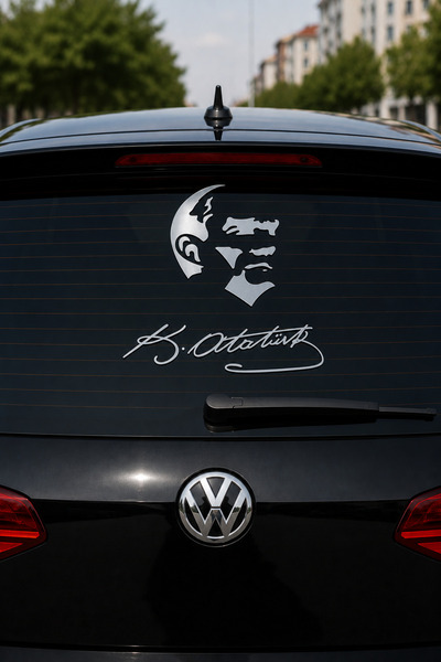 Organizasyon Pazarı Silver Ataturk Signature Car Motorcycle Windshield Sticke...