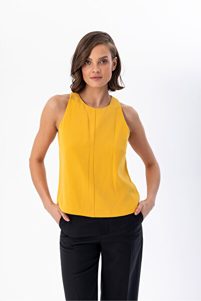 Berr-ın Halter Yaka Bluz Sari