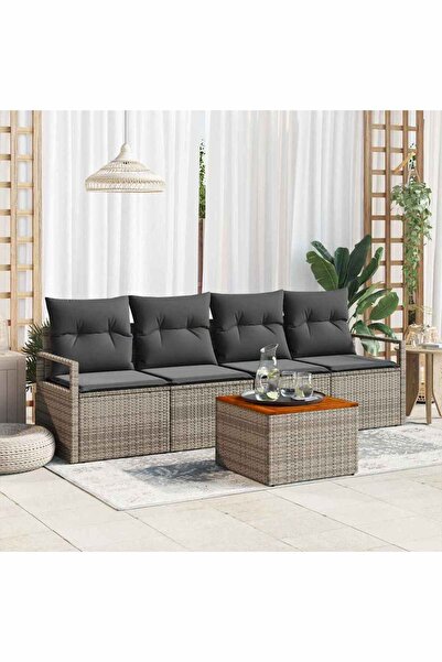vidaxl Set de canapele pentru gradina 5 pcs Gri poliratan