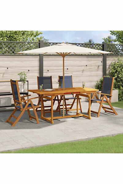 vidaxl Set mobilier de gradina, 5 piese, lemn masiv acacia/textilena