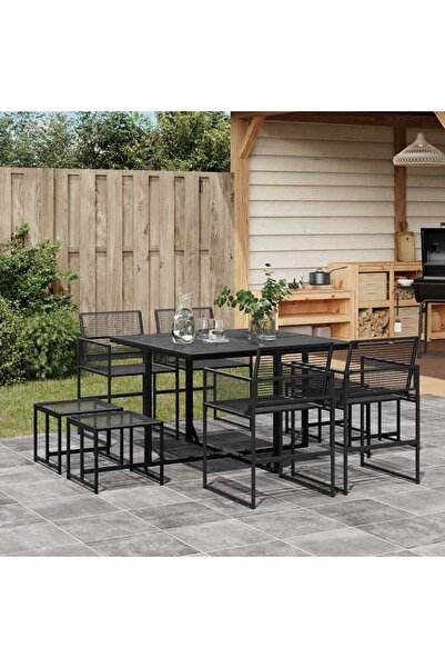 vidaxl Set mobilier de gradina, 9 piese, poliratan