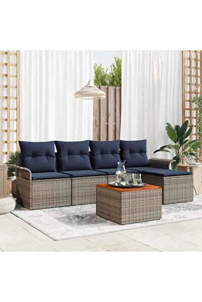 vidaxl Set de canapele pentru gradina cu perna 6 pcs Gri poliratan