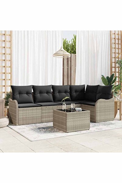 vidaxl Set de canapele pentru gradina 6 pcs Gri deschis poliratan