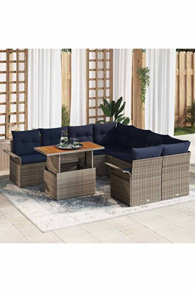 vidaxl Set de canapele pentru gradina 9 pcs Gri Rattan poli