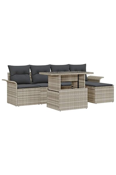 vidaxl Set de canapele pentru gradina 6 pcs Gri deschis Rattan poli