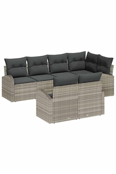 vidaxl Set de canapele pentru gradina 7 pcs Gri deschis poliratan
