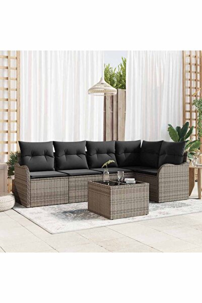 vidaxl Set de canapele pentru gradina 6 pcs Gri poliratan