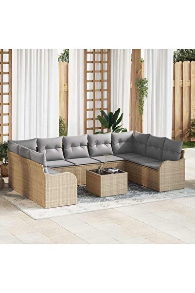 vidaxl Set de canapele pentru gradina 10 pcs bej È™i gri deschis