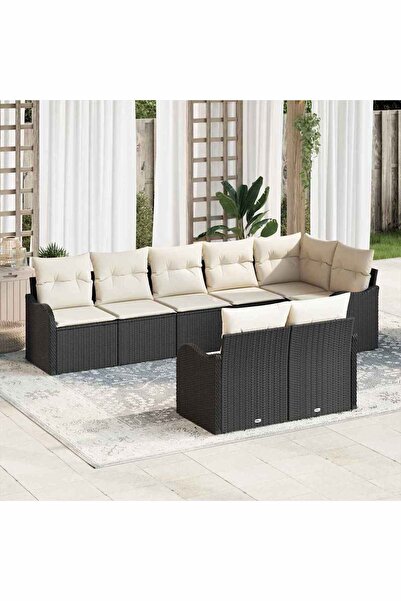 vidaxl Set de canapele pentru gradina 8 pcs Negru poliratan