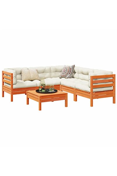 vidaxl Set mobilier de gradina cu perne, 6 piese, lemn masiv de pin