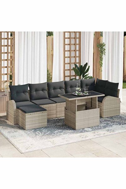 vidaxl Set de canapele pentru gradina 8 pcs Gri deschis Rattan poli