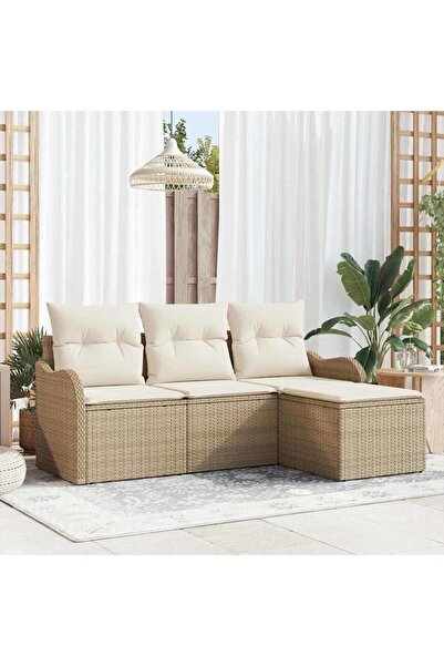 vidaxl Set de canapele pentru gradina 4 pcs Bej poliratan