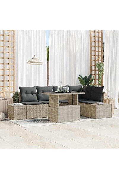vidaxl Set de canapele pentru gradina 6 pcs Gri deschis Rattan poli