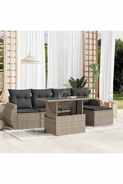 vidaxl Set canapele de gradina cu perne, 6 piese gri deschis poliratan