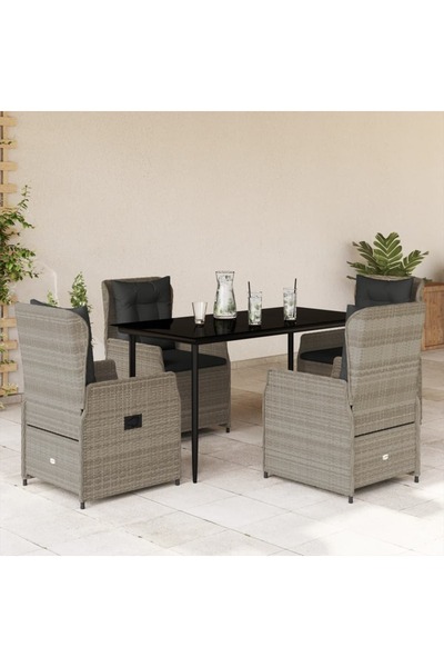 vidaxl Set mobilier de gradina cu perne, 5 piese gri deschis poliratan