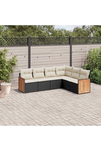 vidaxl Set mobilier de gradina cu perne, 6 piese, negru, poliratan