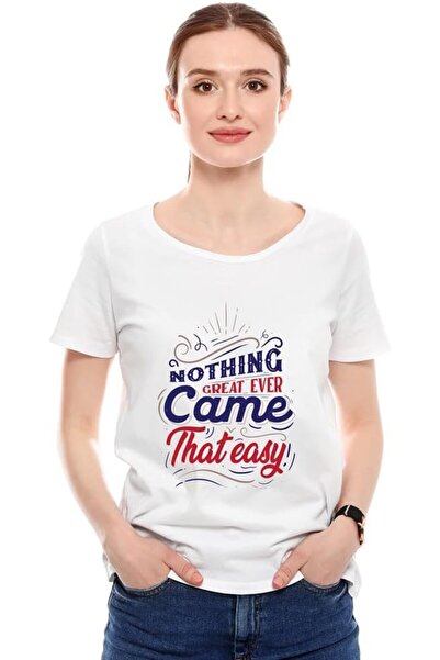 not Unisex Printed Design T-Shirt (Nothing Great Ever Came That Easy)| Round Neck Regular Fit T-shirt