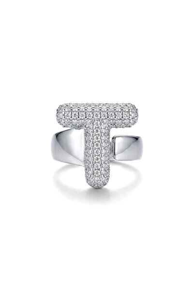 h&b design jewel خاتم على شكل حرف T من الفولاذ