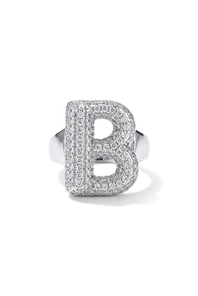 h&b design jewel Çelik B Harfli Yüzük