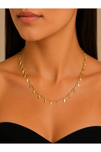 Selay Accessory قلادة مفصلة على شكل ورقة ذهبية