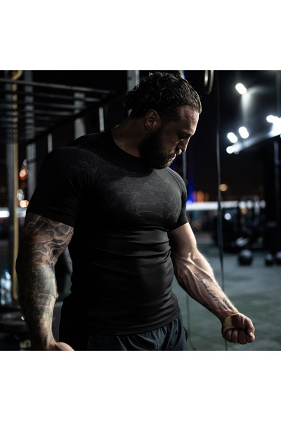 GymBeam Tricou Static fără cusături, negru, L