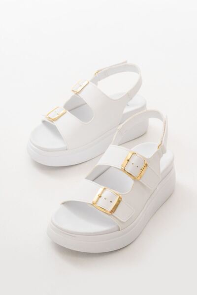 Zerenyus Zri̇n-1185 Premium White Wedge Heel Women's Sandals