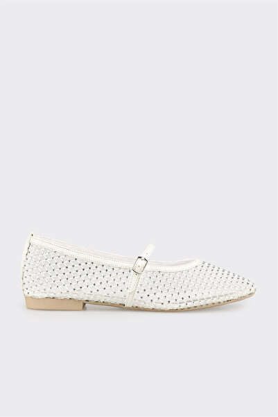 Elle Shoes Beyaz Kadın Babet