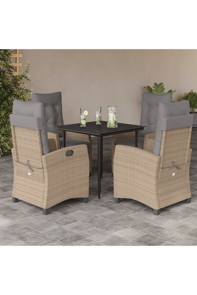 vidaxl Set mobilier pentru gradina, 5 piese, cu perne, bej, poliratan