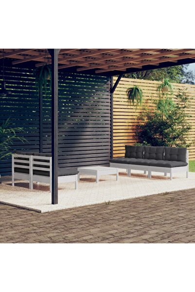 vidaxl Set mobilier gradina cu perne antracit, 6 piese, lemn masiv pin