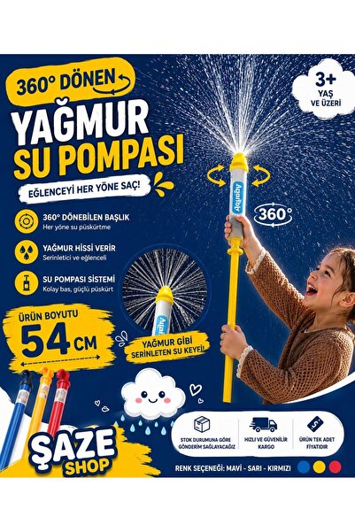 SAZ 54 CM 360° Dönen Yağmur Su Pompası Çocuk Bahçe Oyuncağı – Eğlenceli Yaz O...