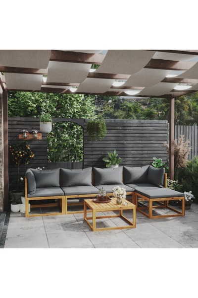 vidaxl Set mobilier gradina cu perne, 6 piese, lemn masiv acacia