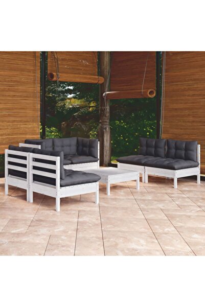 vidaxl Set mobilier gradina cu perne, 7 piese, lemn masiv de pin