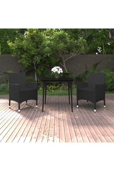vidaxl Set mobilier de gradina cu perne, 3 buc, poliratan È™i sticla