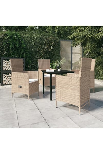 vidaxl Set mobilier pentru gradina, cu perne, 5 piese, bej
