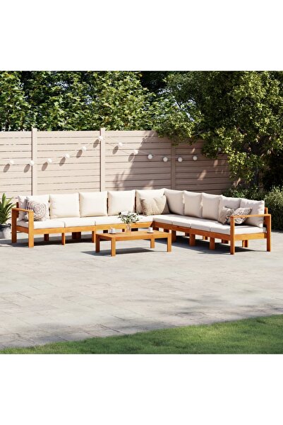 vidaxl Garden sofa set with cushions, 6 pieces, solid acacia wood