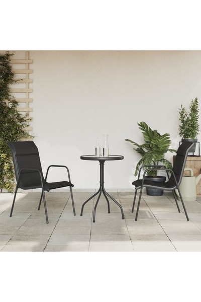 Concept Set mobilier de grădină, 3 piese, negru, oțel