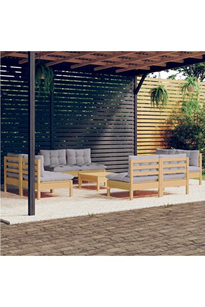 vidaxl Set mobilier gradina cu perne, 5 piese, antracit, lemn de pin