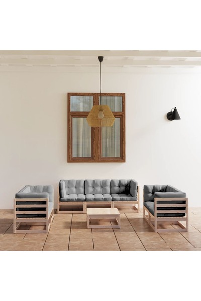vidaxl Set mobilier de gradina cu perne, 8 piese, lemn masiv de pin