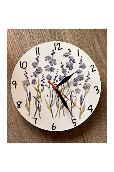 OEM Ceas rotund din MDF, 20 cm, model cu floare nu mă uita