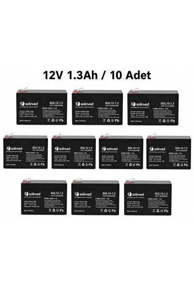 SOLİNVED 12V 1.3Ah Kuru Tip Akü (10 Adet)