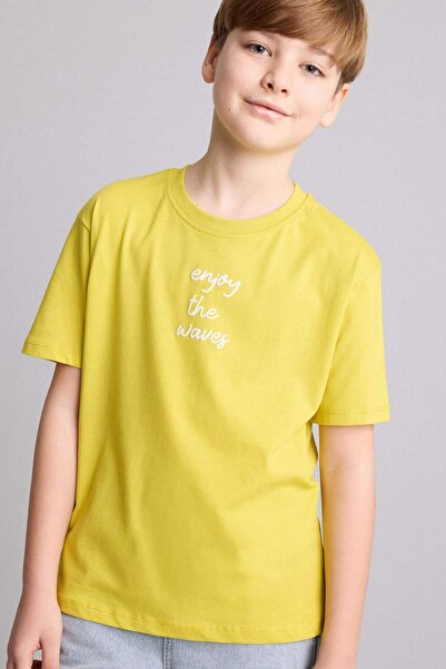 DeFacto Tricou cu mânecă scurtă, imprimat, cu gât crew, croială normală, pent...