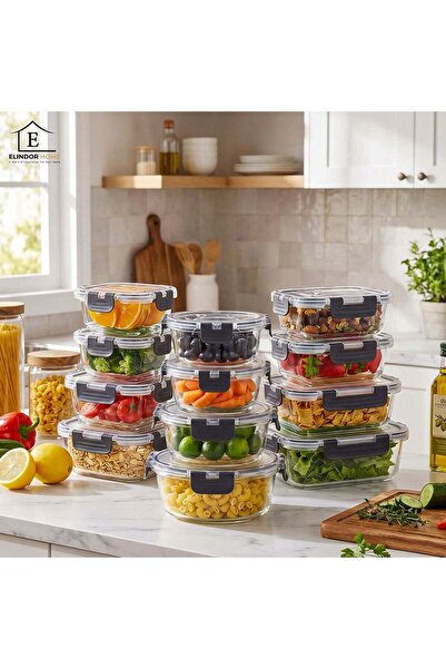 Elindor Set de 12 Elindor ®   Recipiente de sticlă pentru alimente, Borcane d...