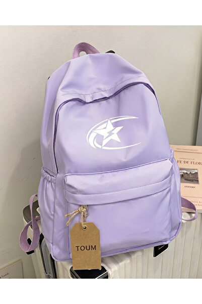 Toum Rucsac școlar, pentru cursuri, cu imprimeu Lună și Stea