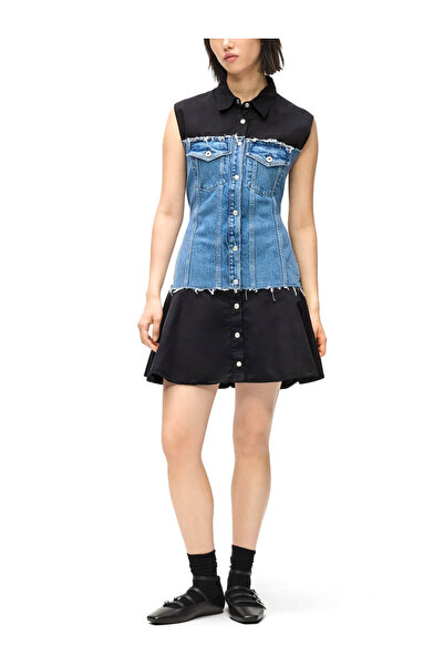 Karl Lagerfeld Γυναικείο Αμάνικο Φόρεμα Jeans B1W13035-1GK WASHED BLUE BLACK