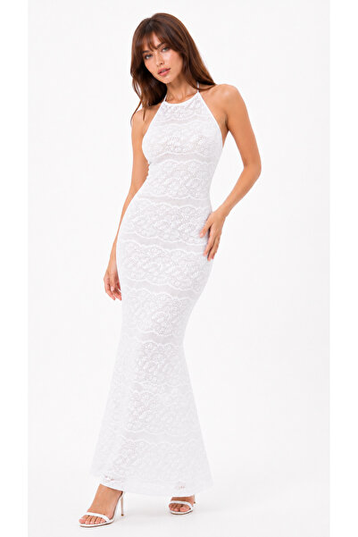 SHEBARA Rochie maxi elegantă din dantelă, cu spatele gol, decolteu halter, în...
