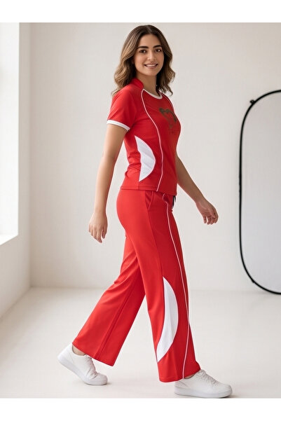 Bousni 2-Piece Top and Crop Trouser Set, Flexible Slim Fit Jersey Outfit for ...