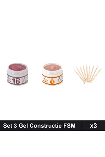 Makeup Set 3 Gel Constructie UV LED FSM 15g, Nuante 18 06, Betisoare Portocal...